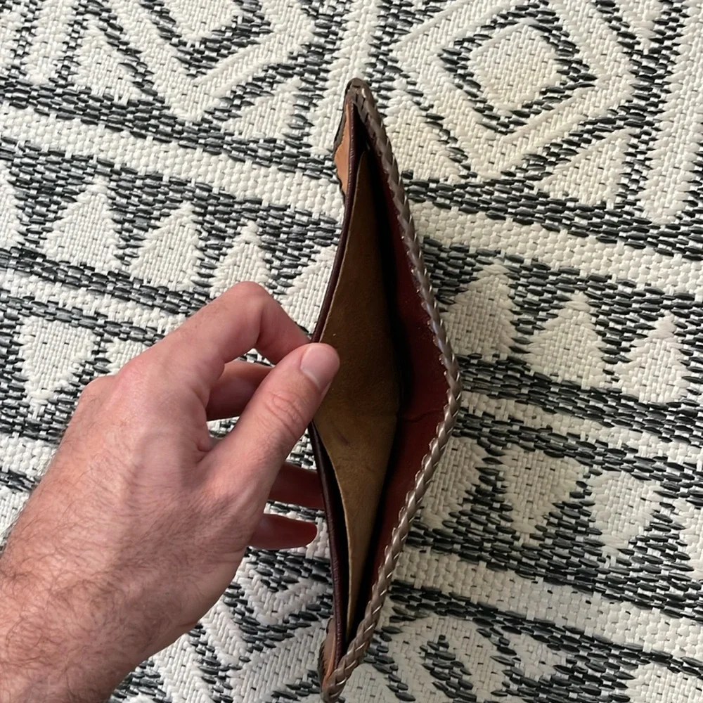 VTG Hand-Stitched Leather Wallet with Horse/Floral Pattern